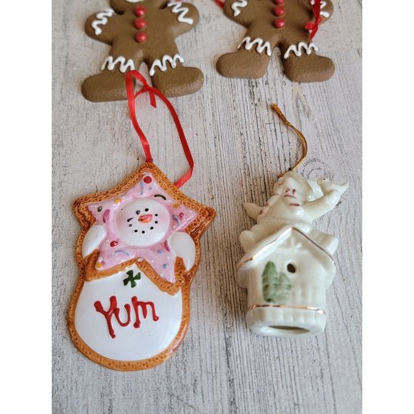 Snowman s'more gingerbread man Variety ornament Xmas set - Picture 2 of 8